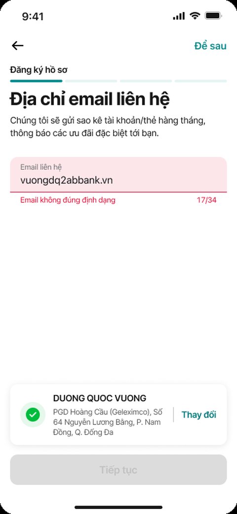 Email sai định dạng