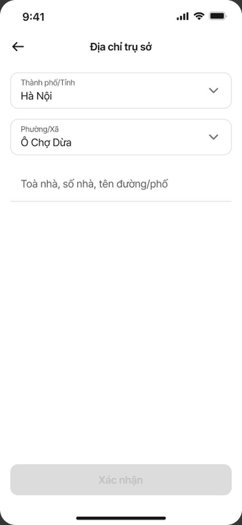 Địa chỉ đã nhập