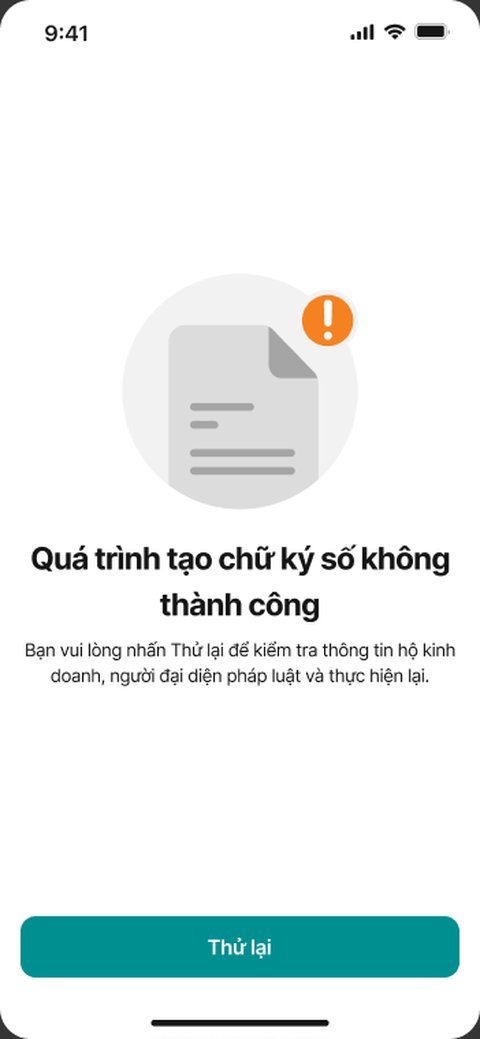 Tạo chữ ký số thất bại