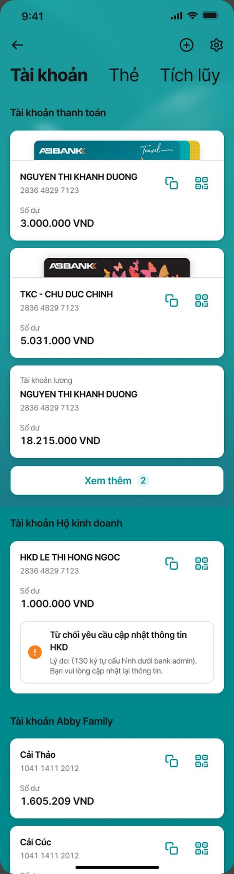 Danh sách tài khoản