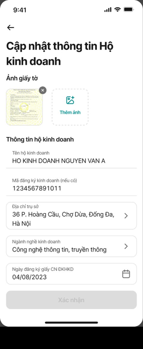 Cập nhật thông tin HKD
