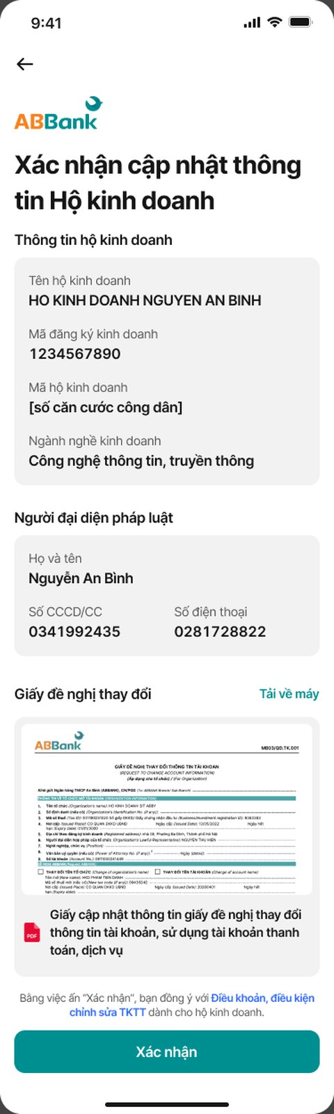 Xác nhận cập nhật